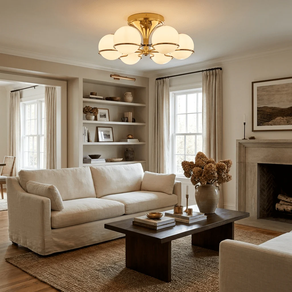 Opal Glass Globe Semiflush Chandelier - Image 5
