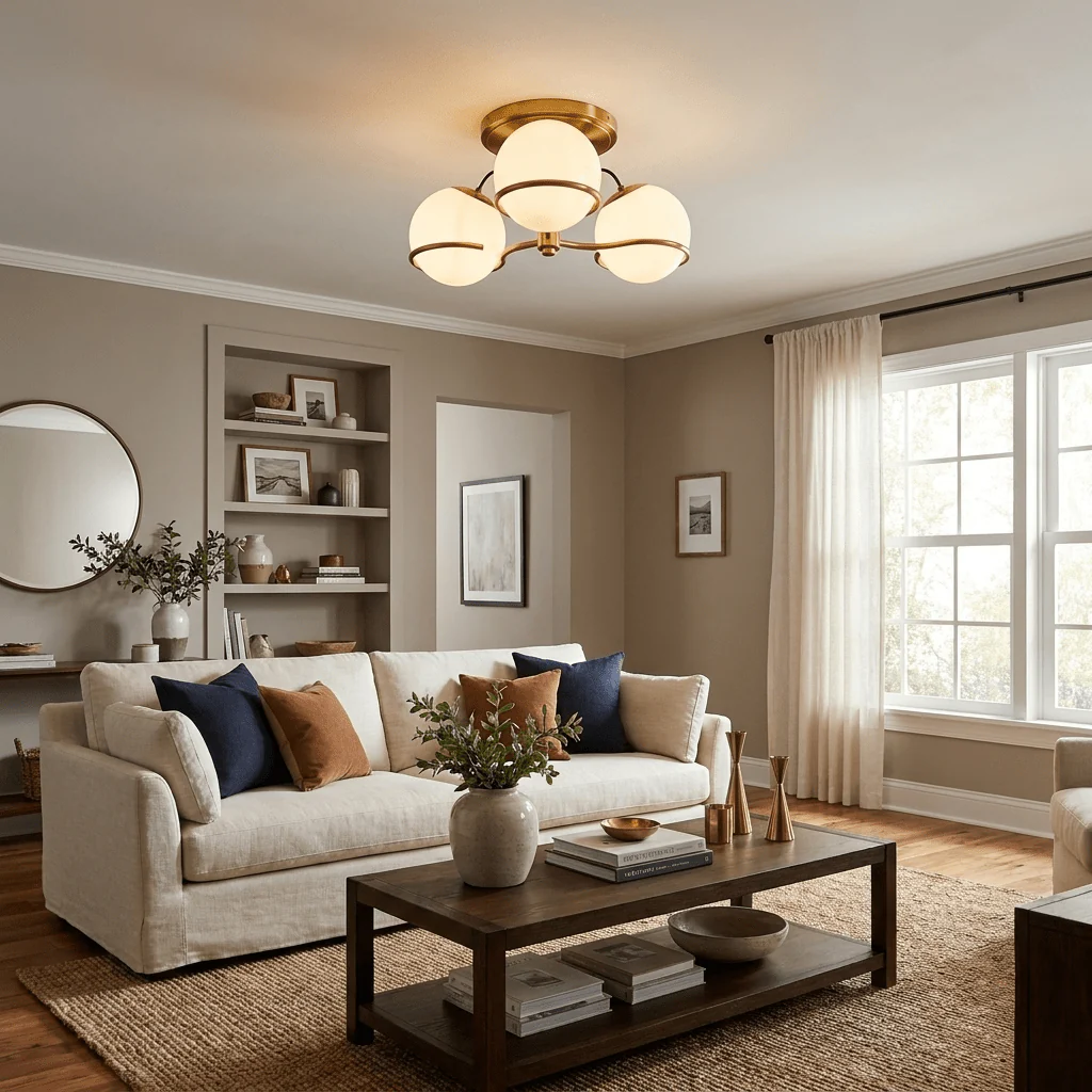 Opal Glass Globe Semiflush Chandelier - Image 7