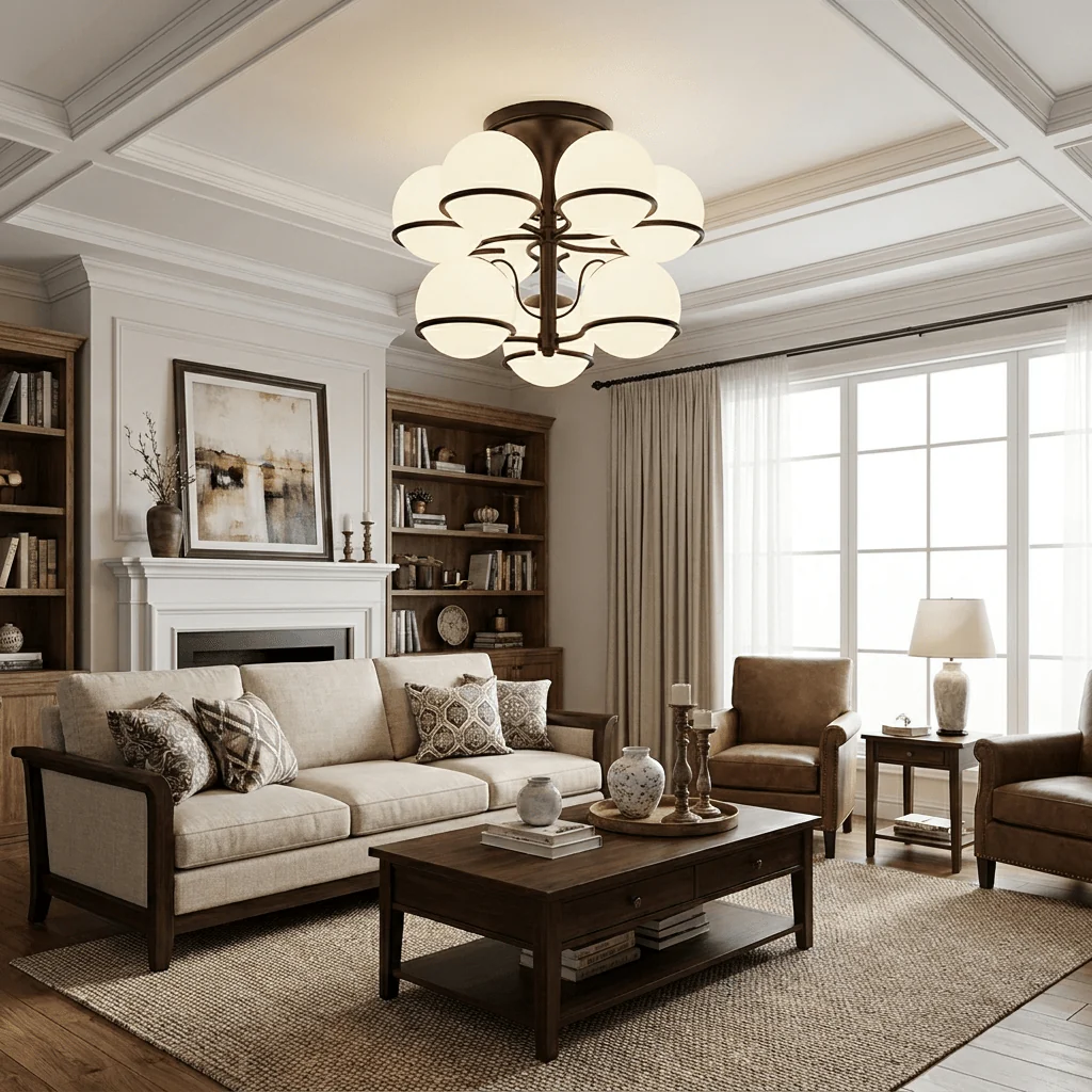 Opal Glass Globe Semiflush Chandelier - Image 8