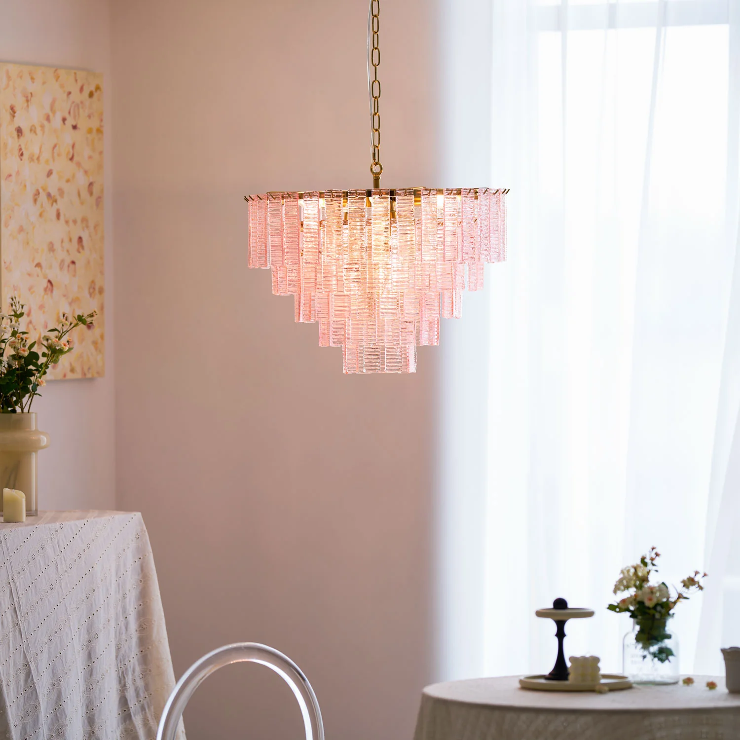 Opalora Pink Murano Chandelier - Image 4