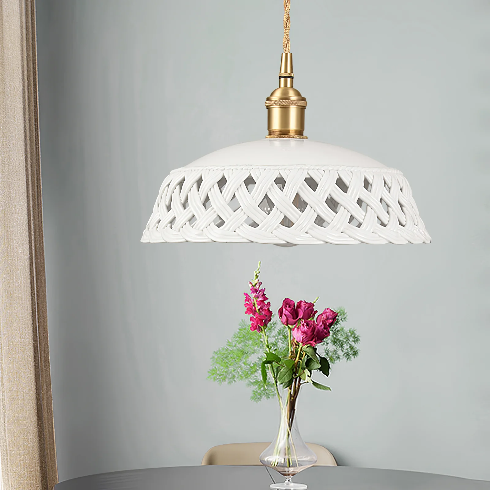 Openwork Ceramic Pendant Lamp - Image 6
