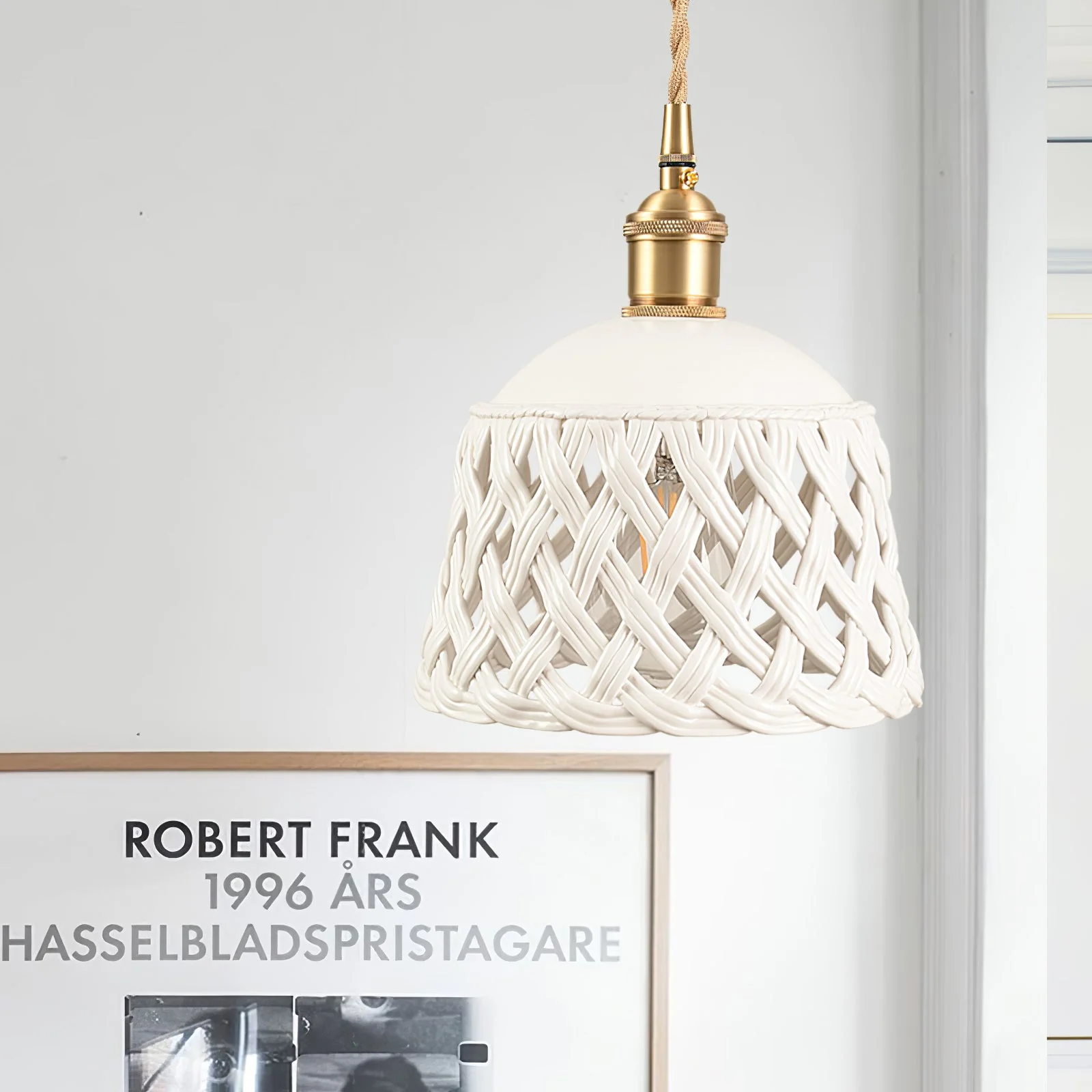 Openwork Ceramic Pendant Swag Light - Image 5