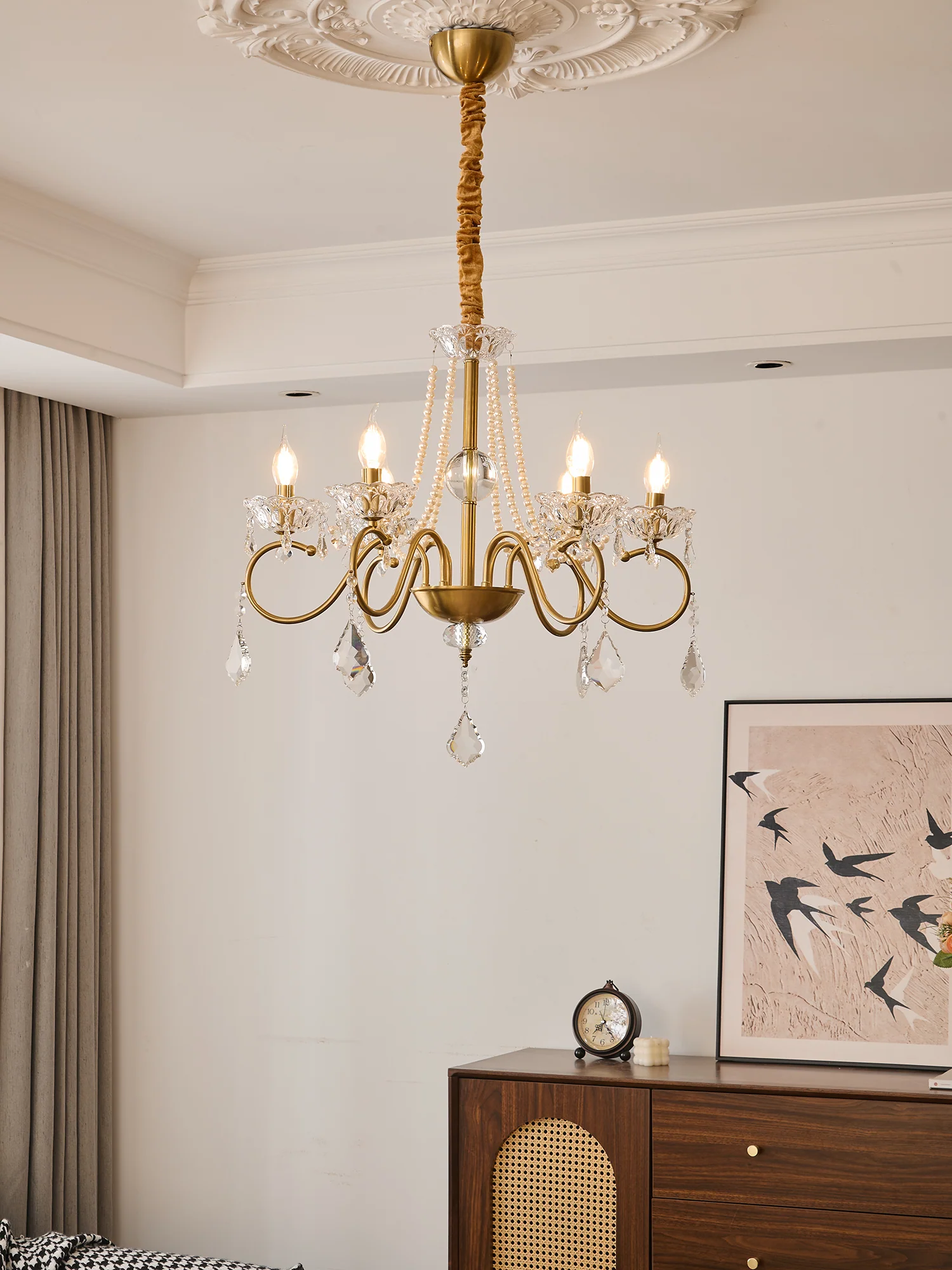 Opulent Pearl Crystal Chandelier - Image 10