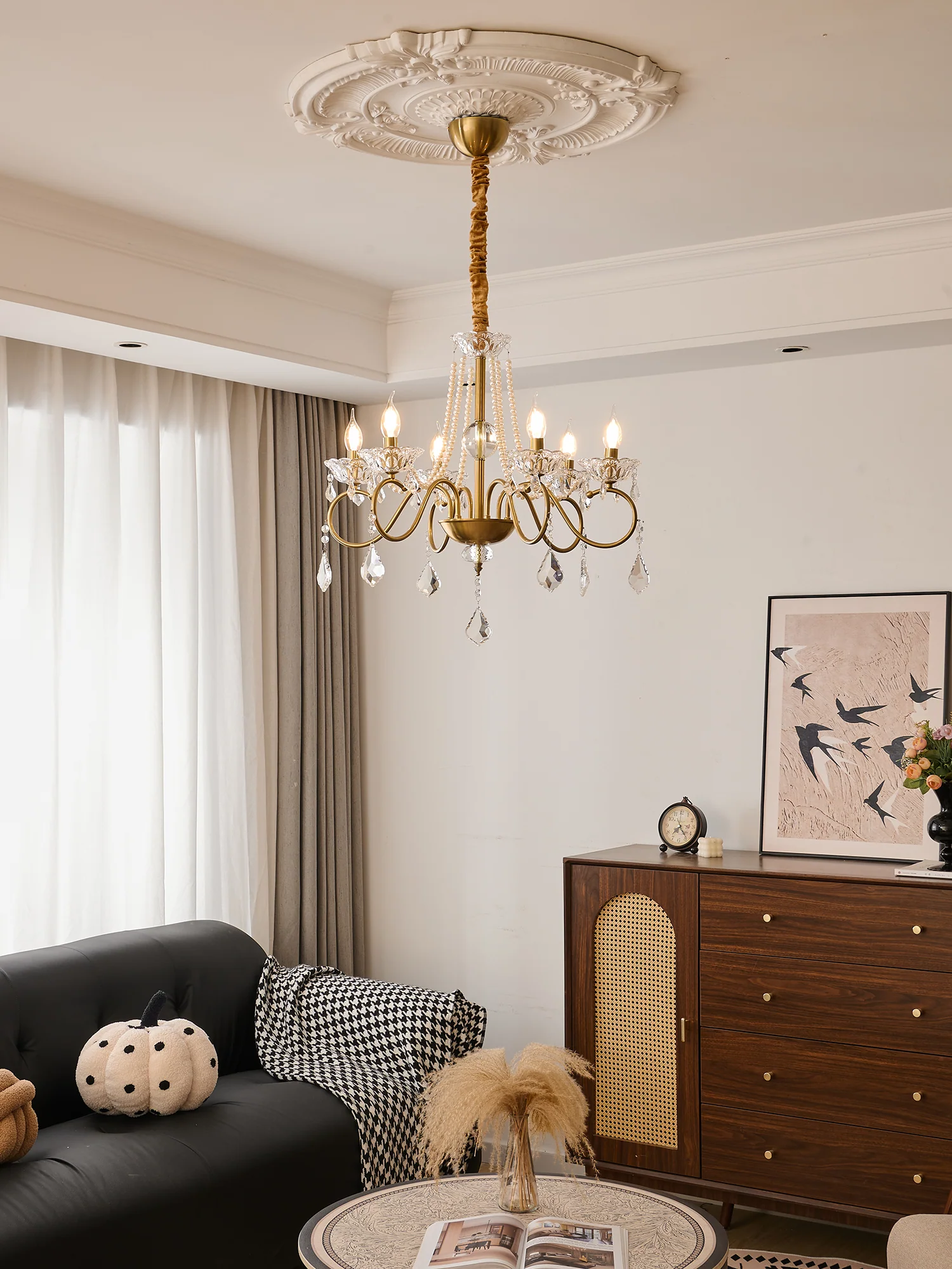 Opulent Pearl Crystal Chandelier - Image 11