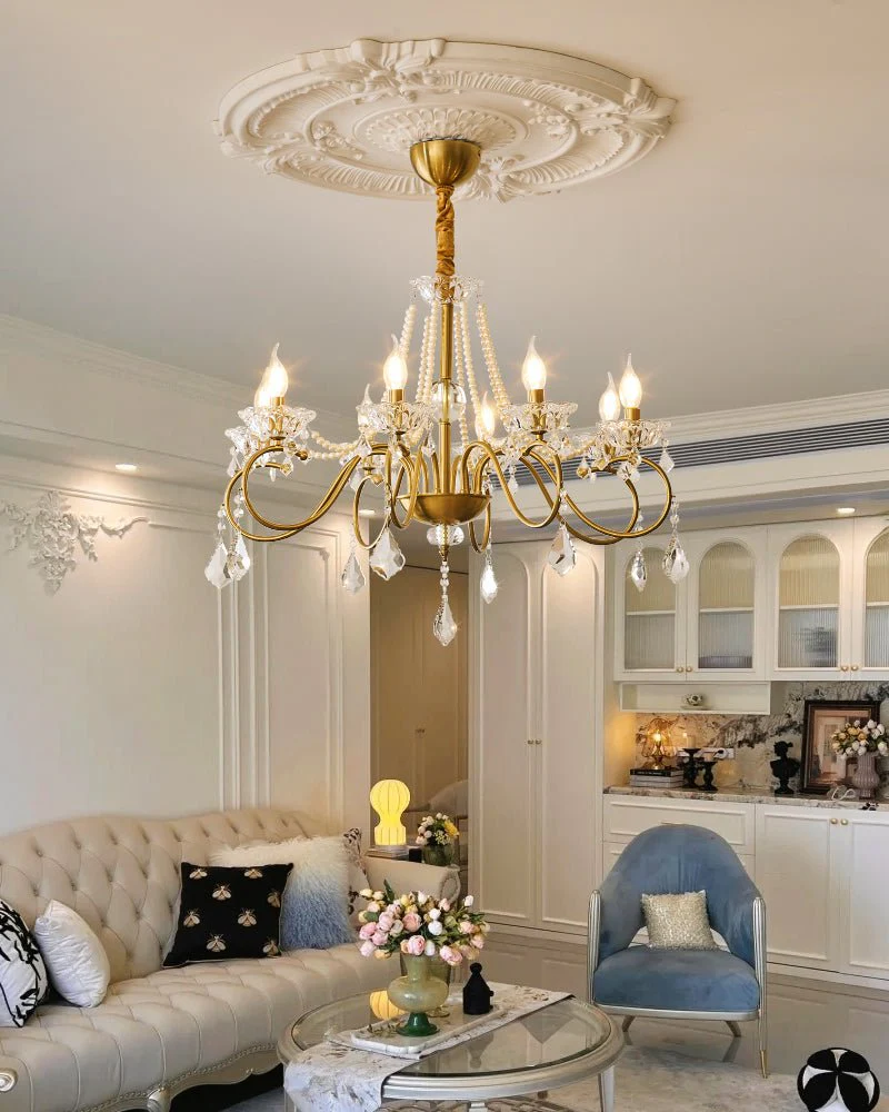 Opulent Pearl Crystal Chandelier - Image 16