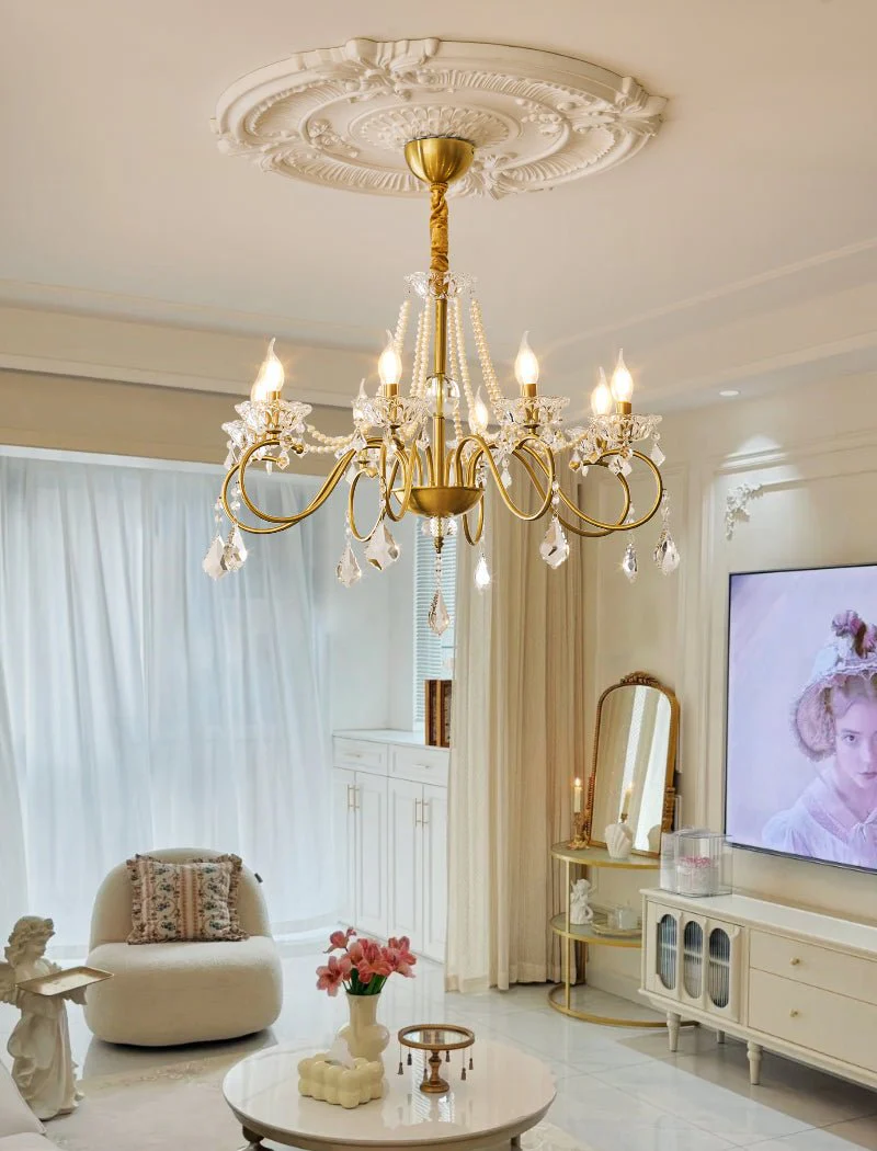 Opulent Pearl Crystal Chandelier - Image 17