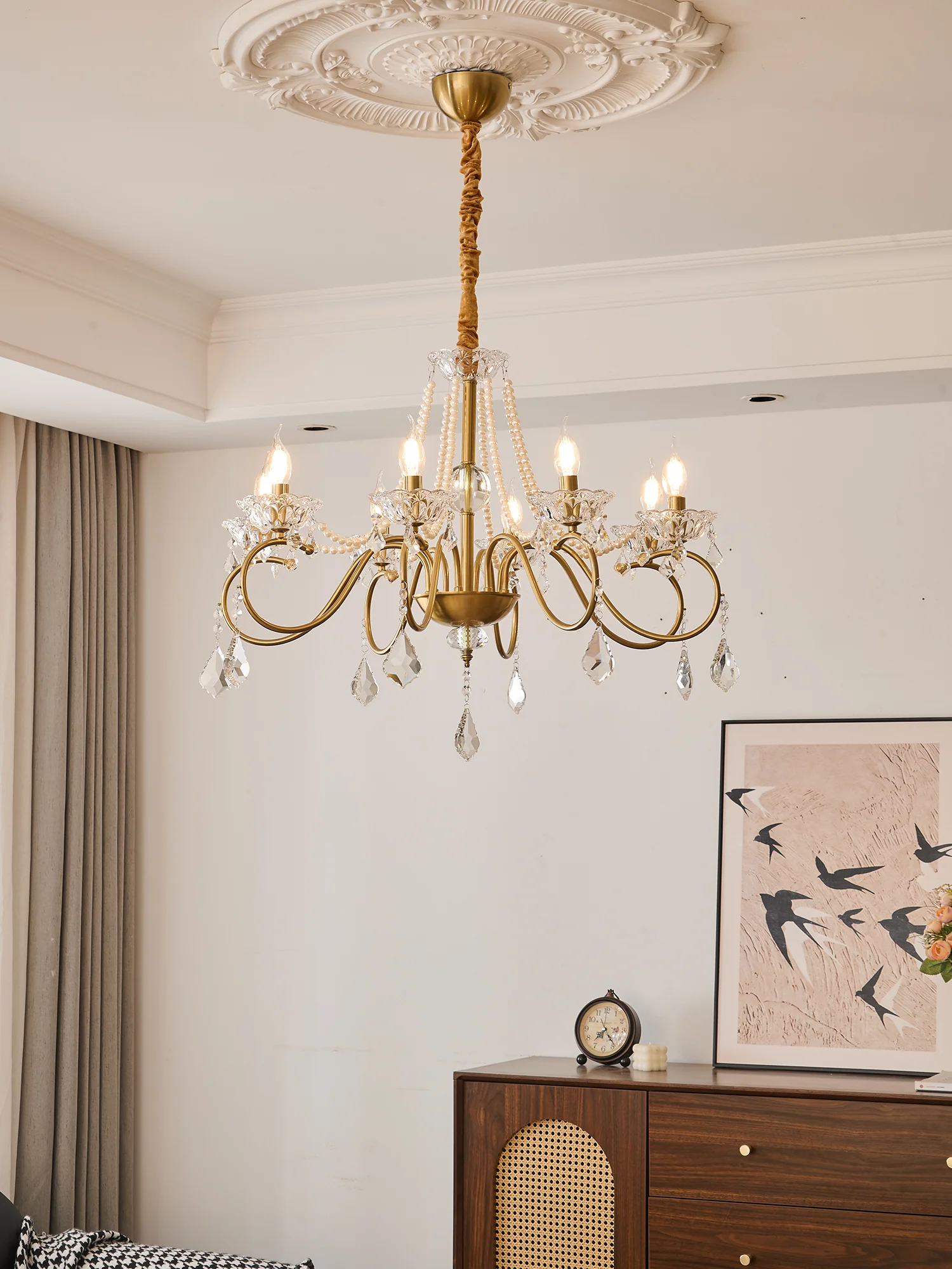 Opulent Pearl Crystal Chandelier - Image 2