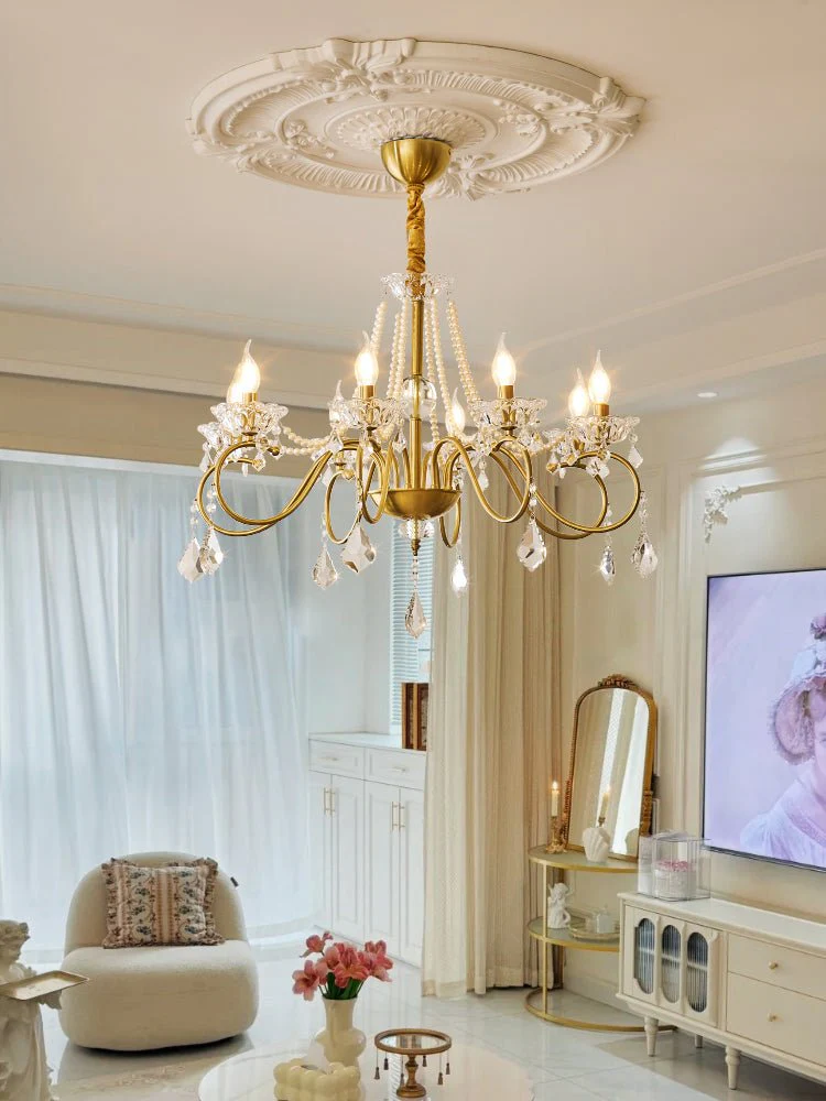 Opulent Pearl Crystal Chandelier - Image 23