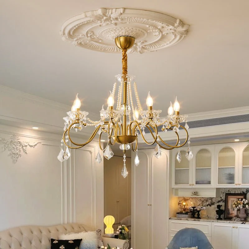 Opulent Pearl Crystal Chandelier - Image 5
