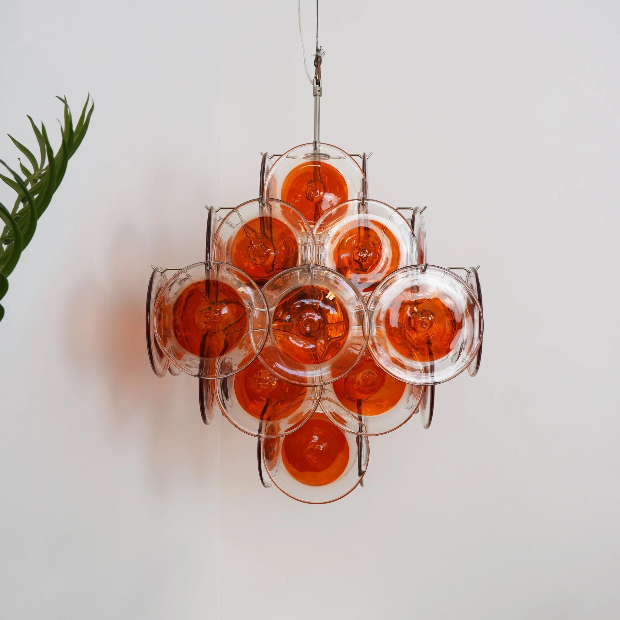 Orange Transparent Murano Disc Chandelier - Image 7