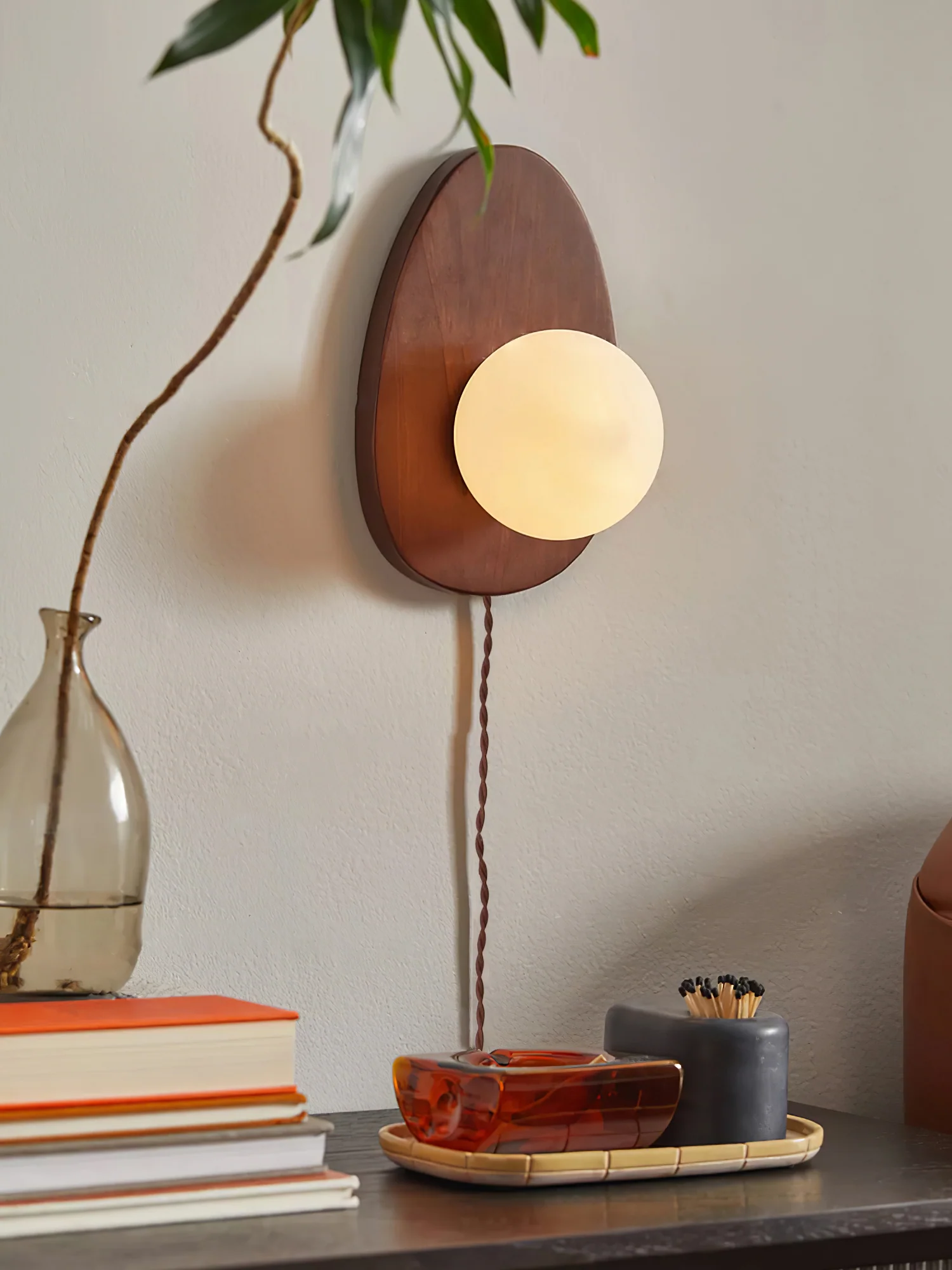 Orba Walnut Plug-in Wall Lamp - Image 19
