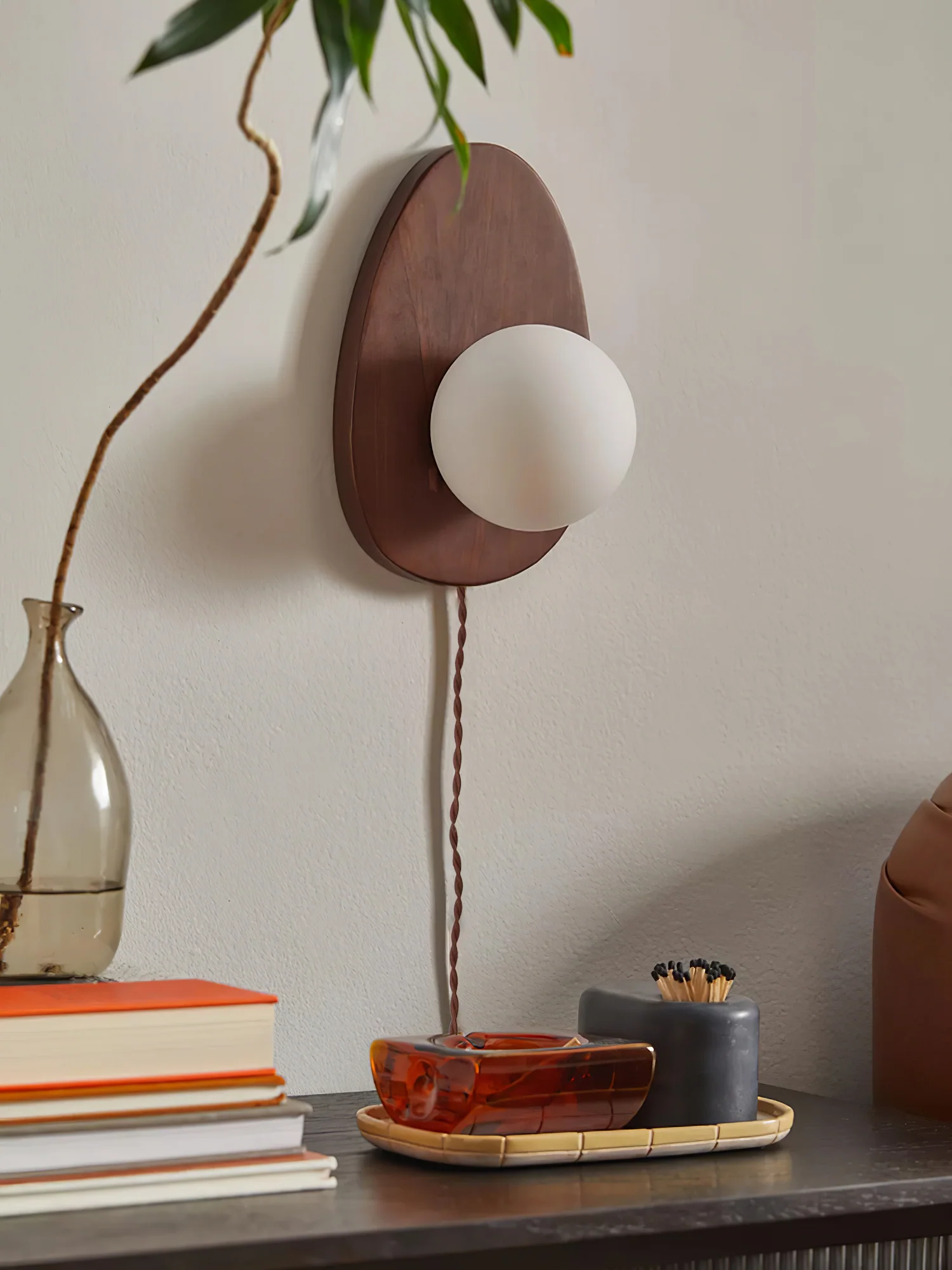 Orba Walnut Plug-in Wall Lamp - Image 27