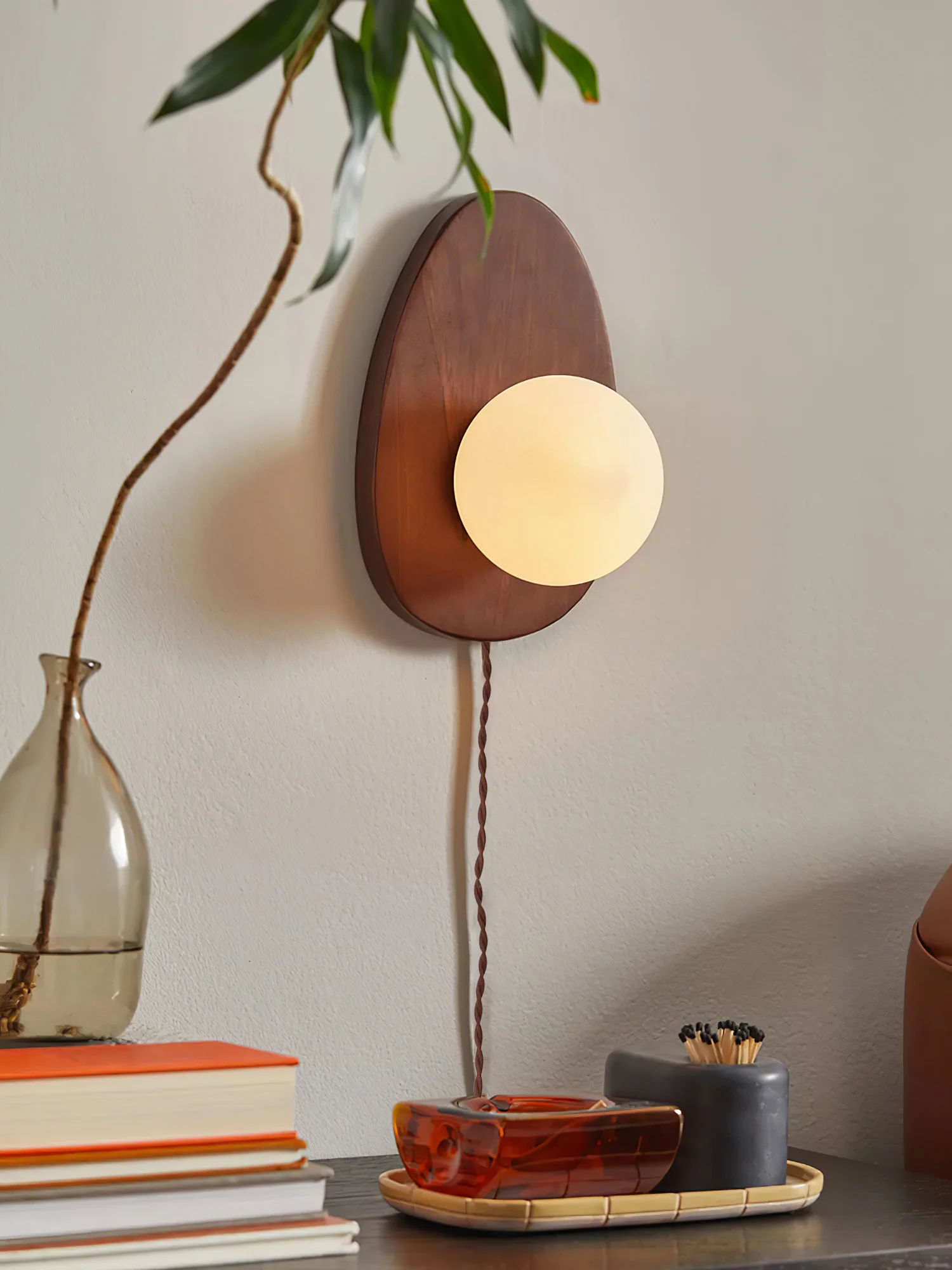 Orba Walnut Plug-in Wall Lamp - Image 28