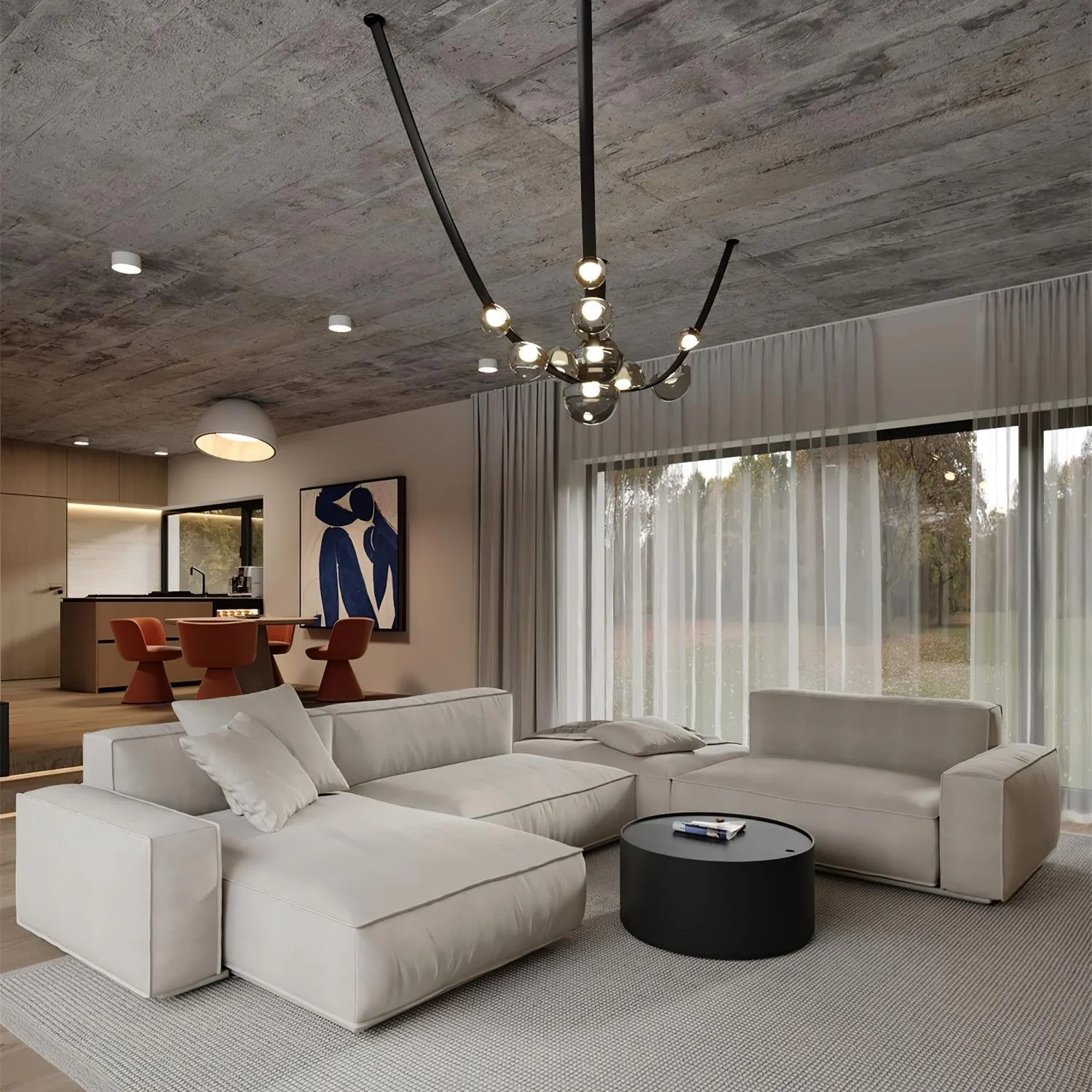 Orvyn Leather Arc Chandelier - Image 14