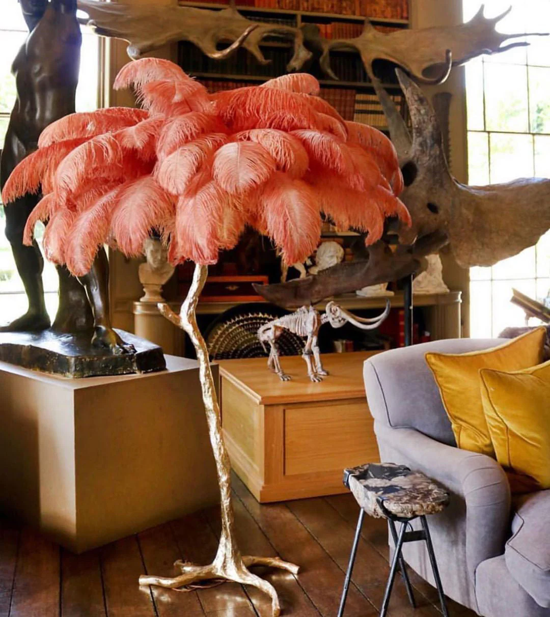 Ostrich Feather Brass Floor Lamp - Image 10