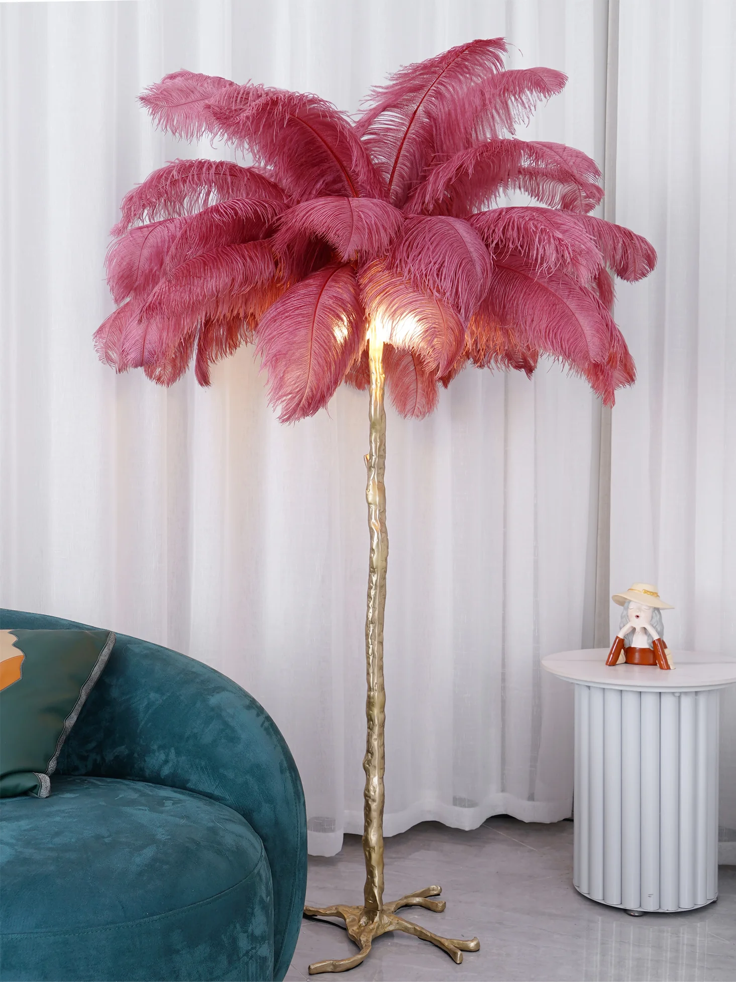 Ostrich Feather Brass Floor Lamp - Image 121