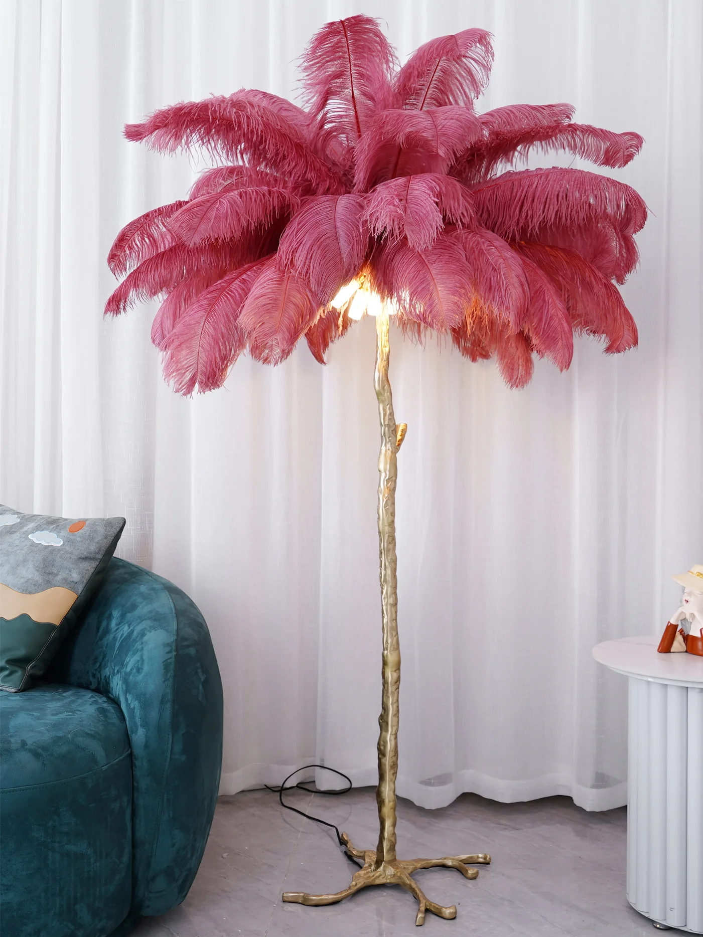 Ostrich Feather Brass Floor Lamp - Image 123