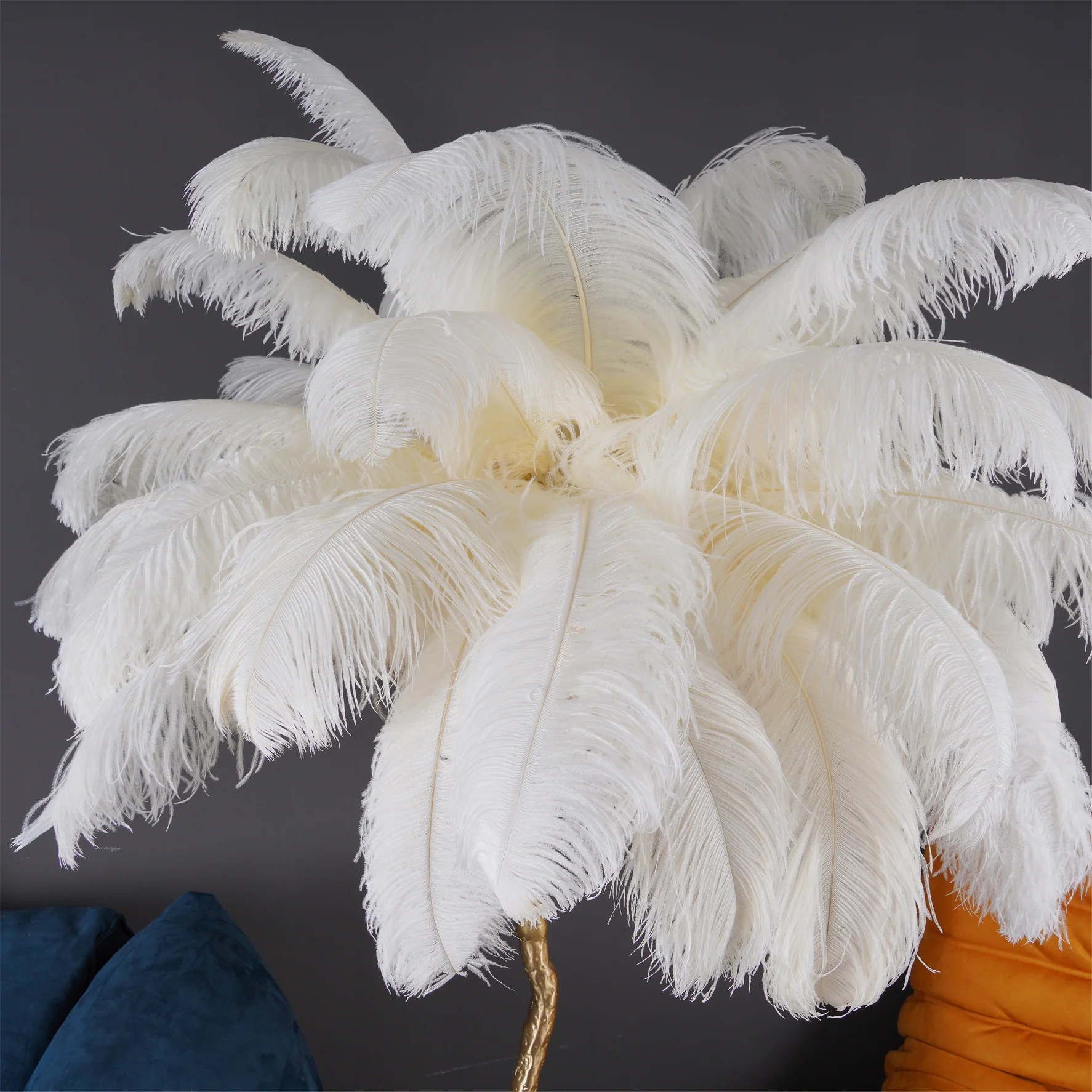 Ostrich Feather Brass Floor Lamp - Image 140