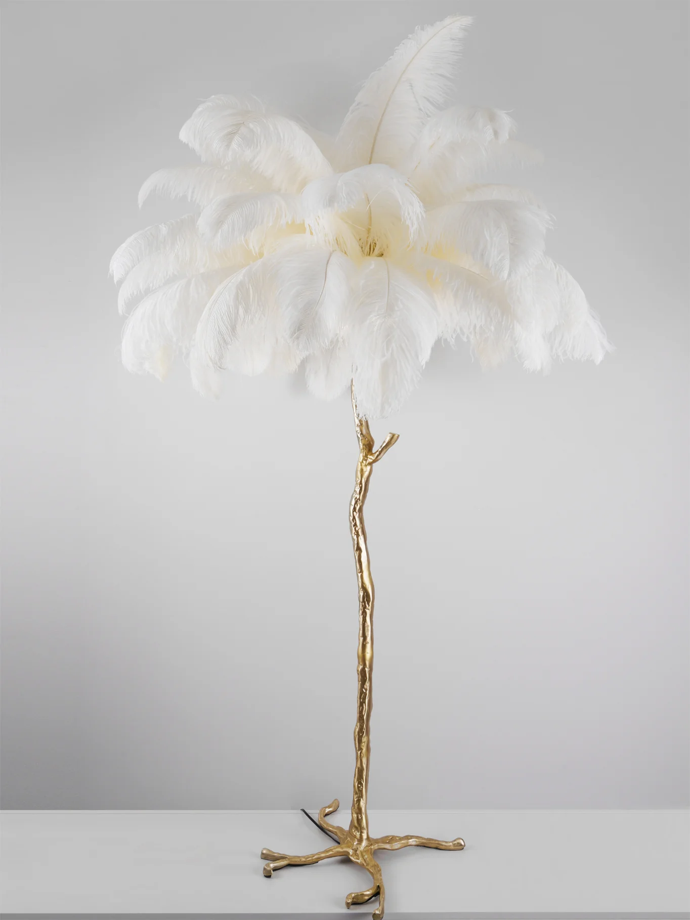 Ostrich Feather Brass Floor Lamp - Image 141