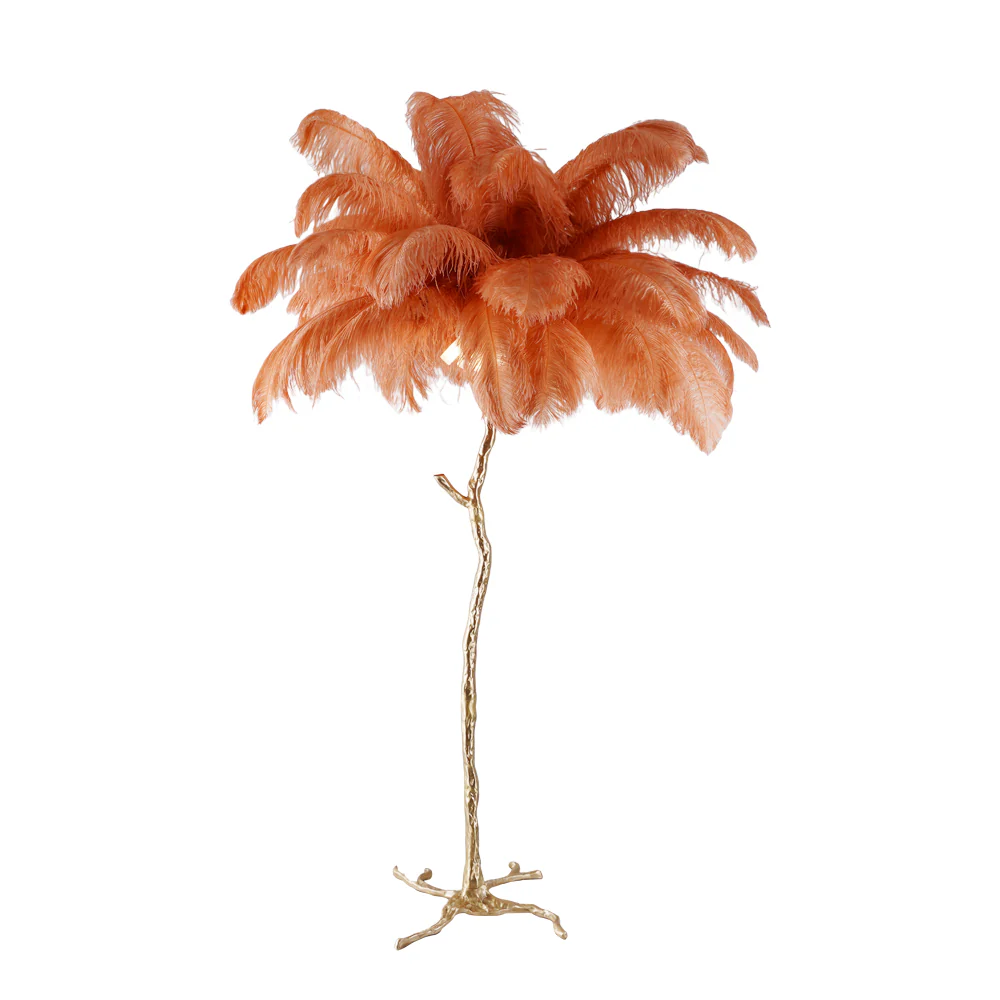 Ostrich Feather Brass Floor Lamp - Image 142