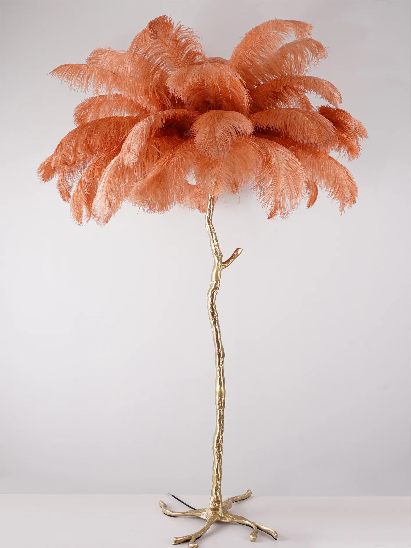 Ostrich Feather Brass Floor Lamp - Image 146
