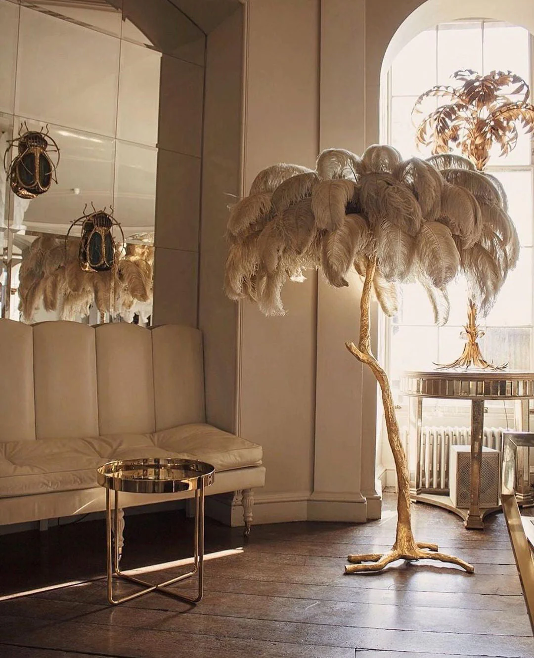 Ostrich Feather Brass Floor Lamp - Image 157