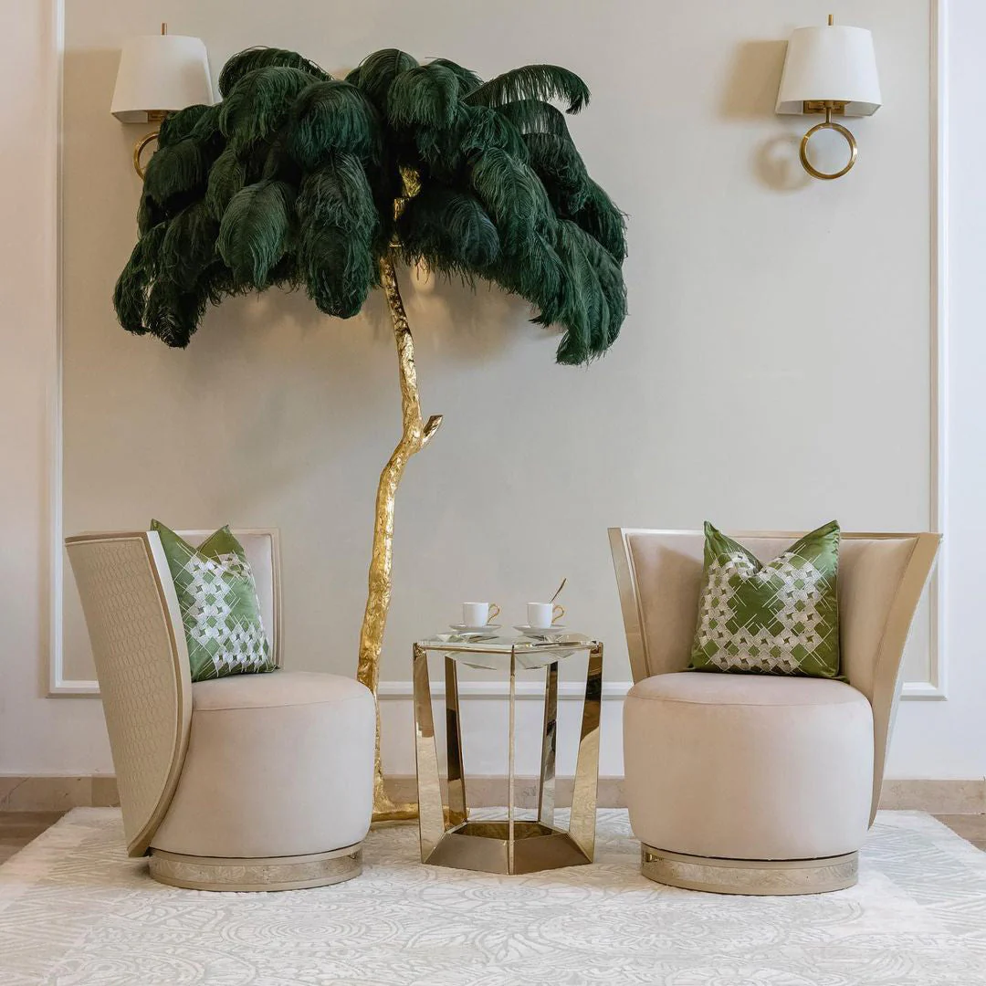 Ostrich Feather Brass Floor Lamp - Image 2