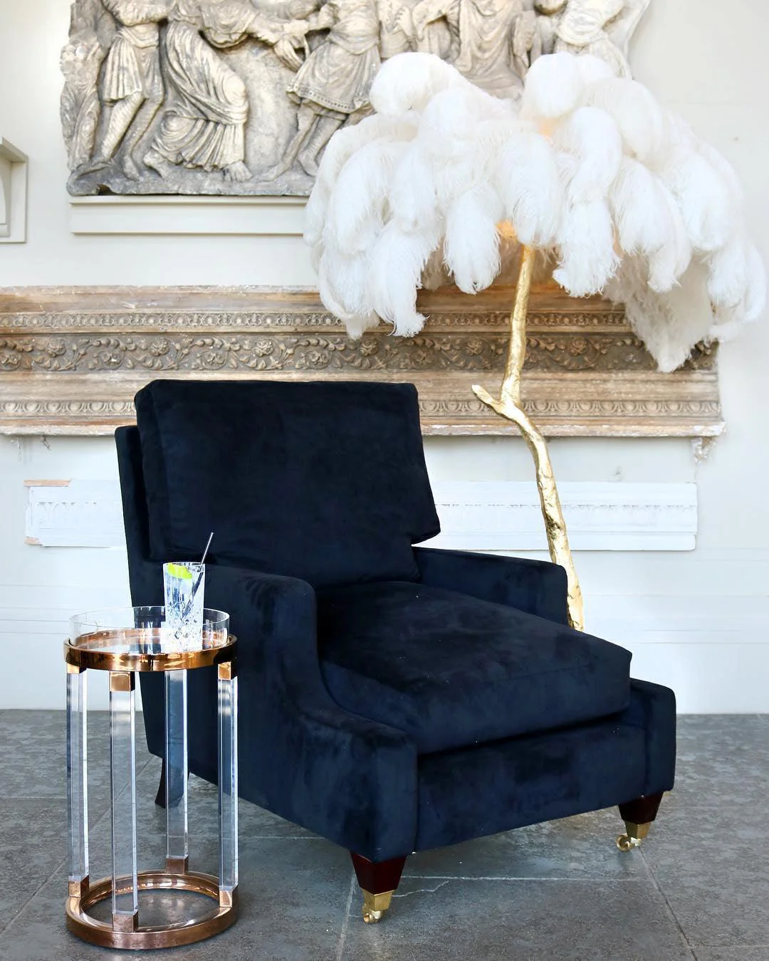 Ostrich Feather Brass Floor Lamp - Image 20