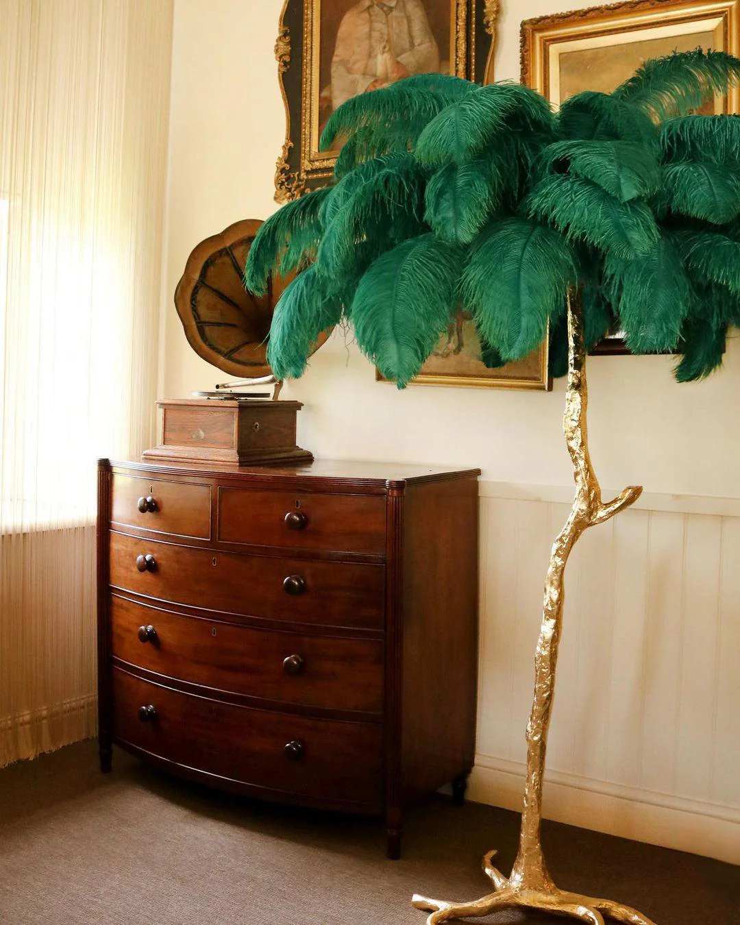 Ostrich Feather Brass Floor Lamp - Image 24