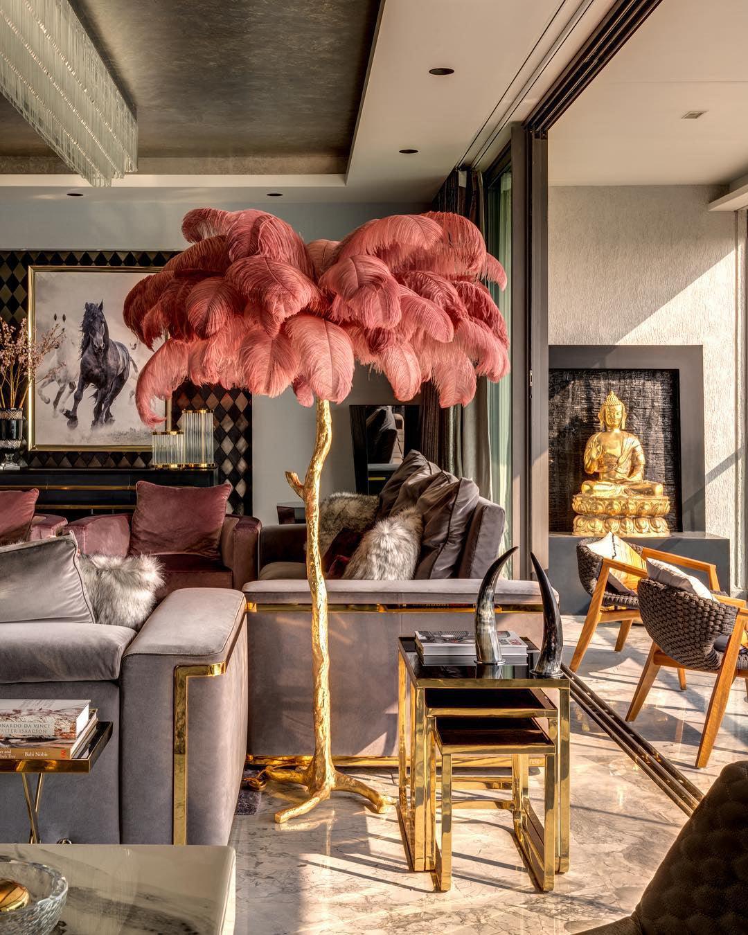 Ostrich Feather Brass Floor Lamp - Image 31