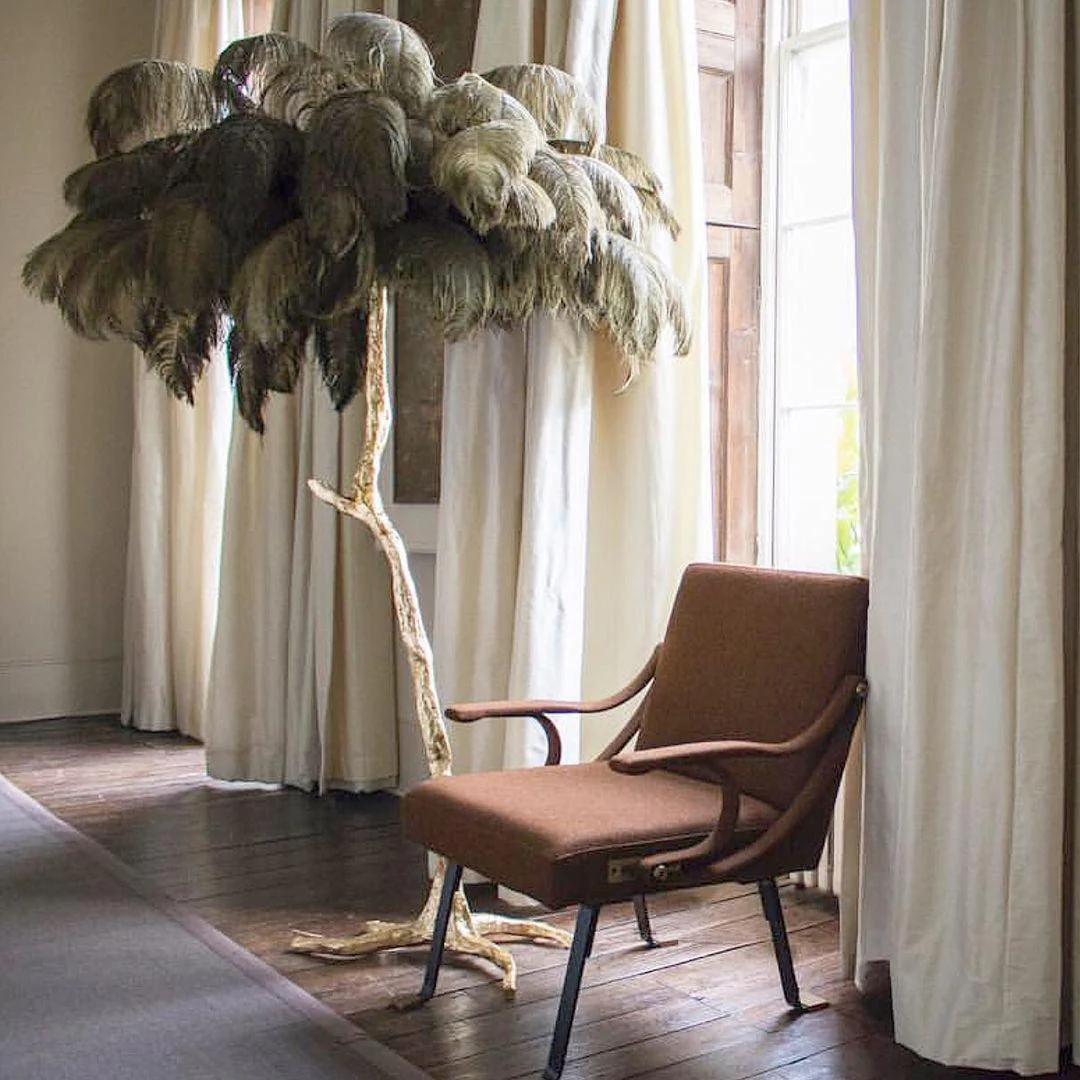 Ostrich Feather Brass Floor Lamp - Image 37