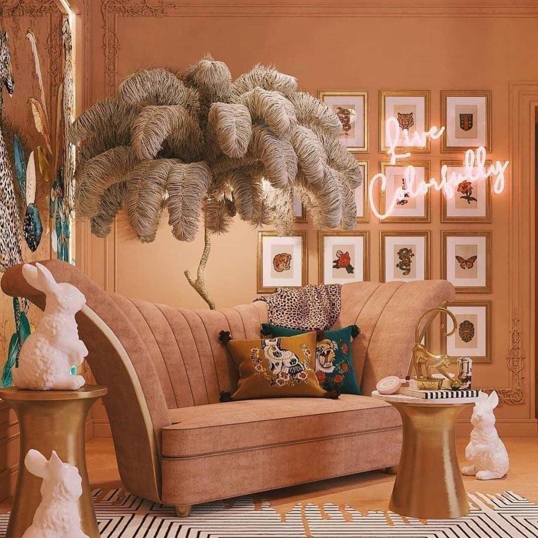 Ostrich Feather Brass Floor Lamp - Image 39