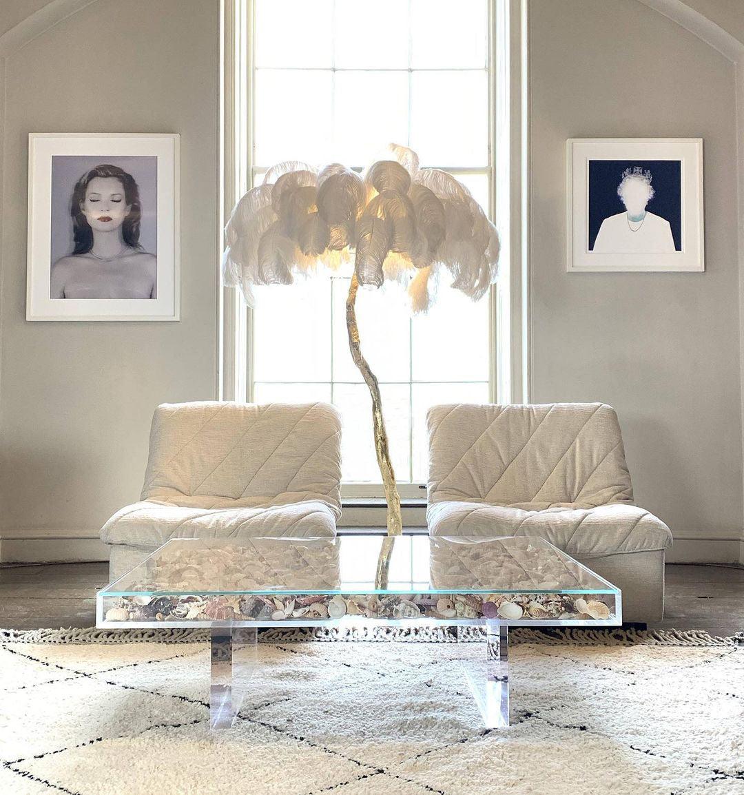 Ostrich Feather Brass Floor Lamp - Image 48