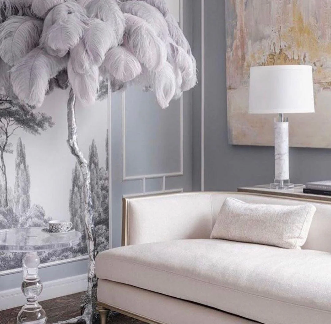 Ostrich Feather Brass Floor Lamp - Image 53