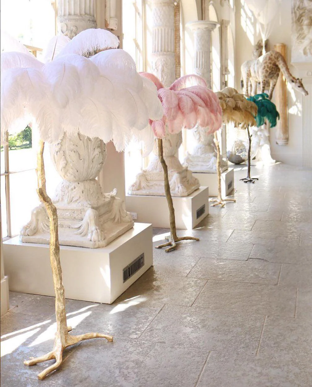 Ostrich Feather Brass Floor Lamp - Image 54
