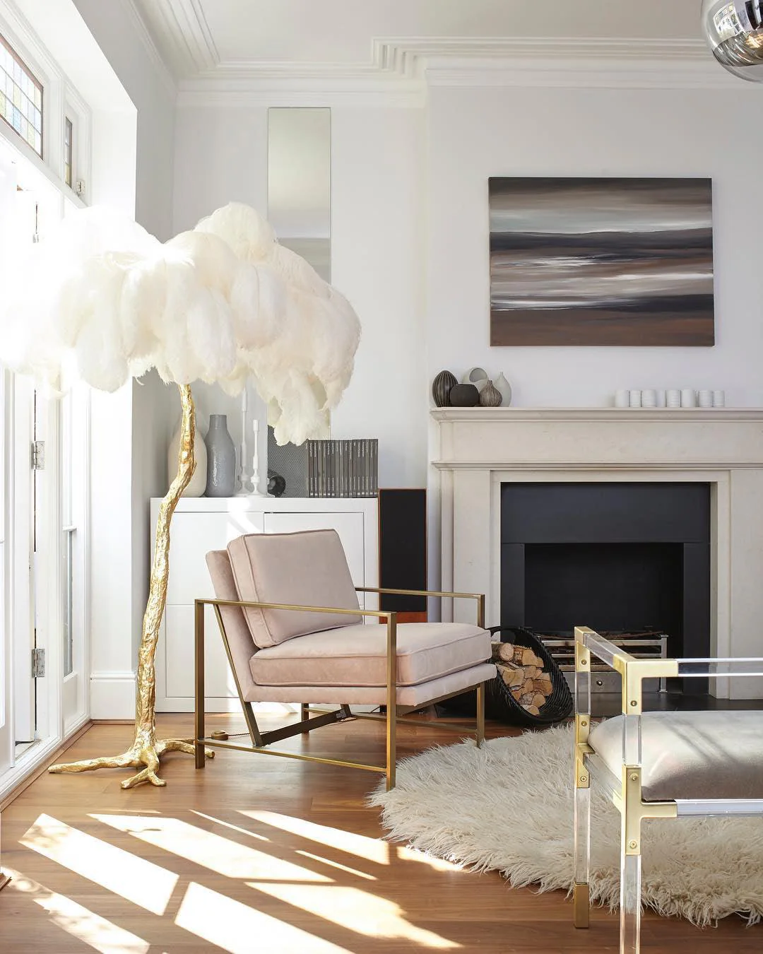 Ostrich Feather Brass Floor Lamp - Image 59