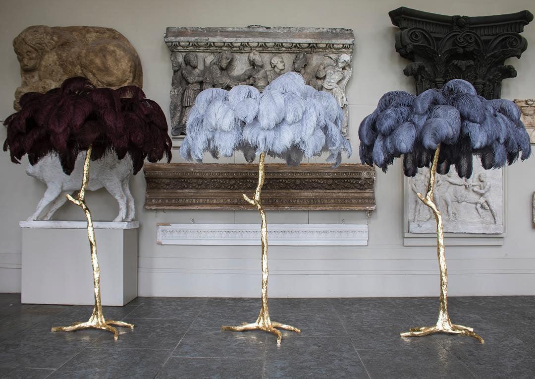 Ostrich Feather Brass Floor Lamp - Image 60