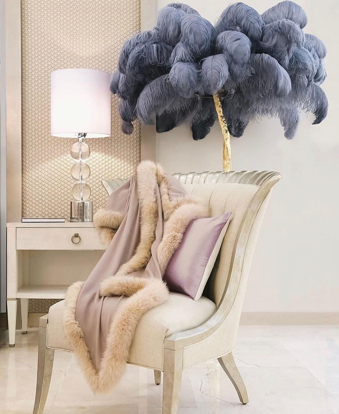 Ostrich Feather Brass Floor Lamp - Image 61