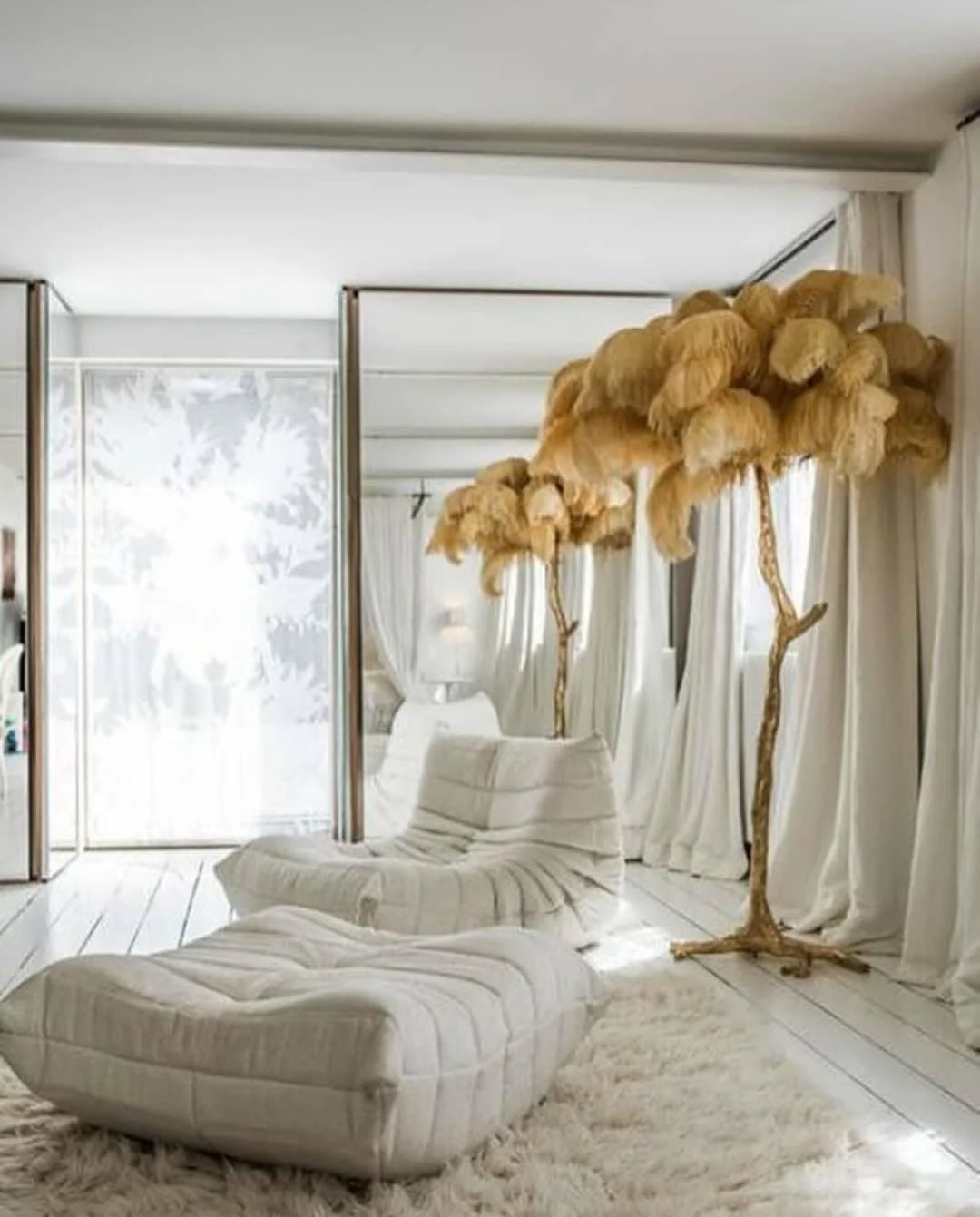Ostrich Feather Brass Floor Lamp - Image 69