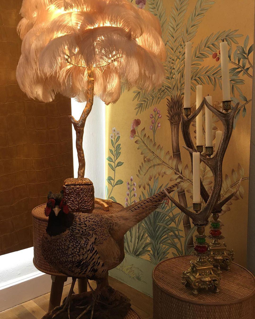 Ostrich Feather Brass Floor Lamp - Image 70