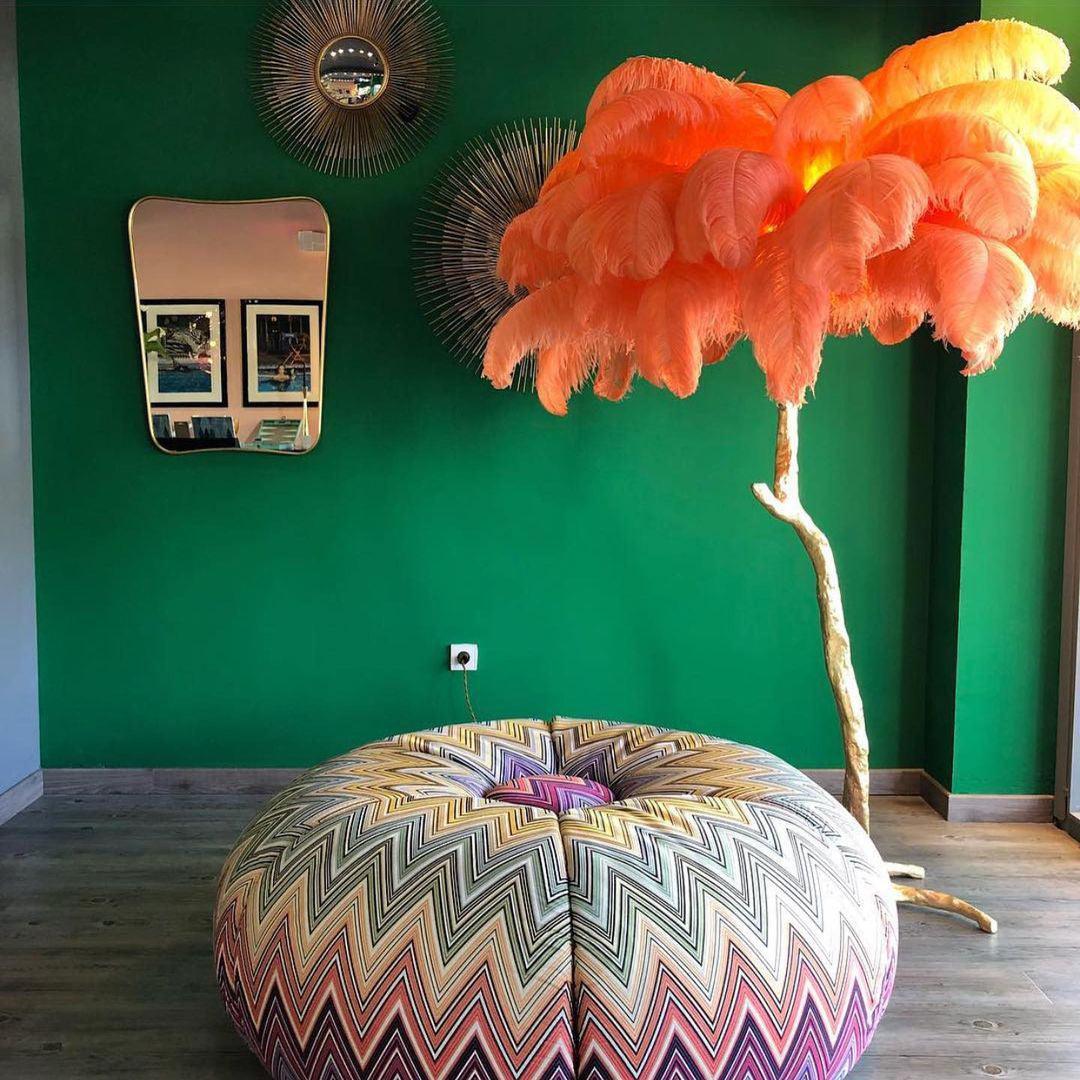 Ostrich Feather Brass Floor Lamp - Image 72
