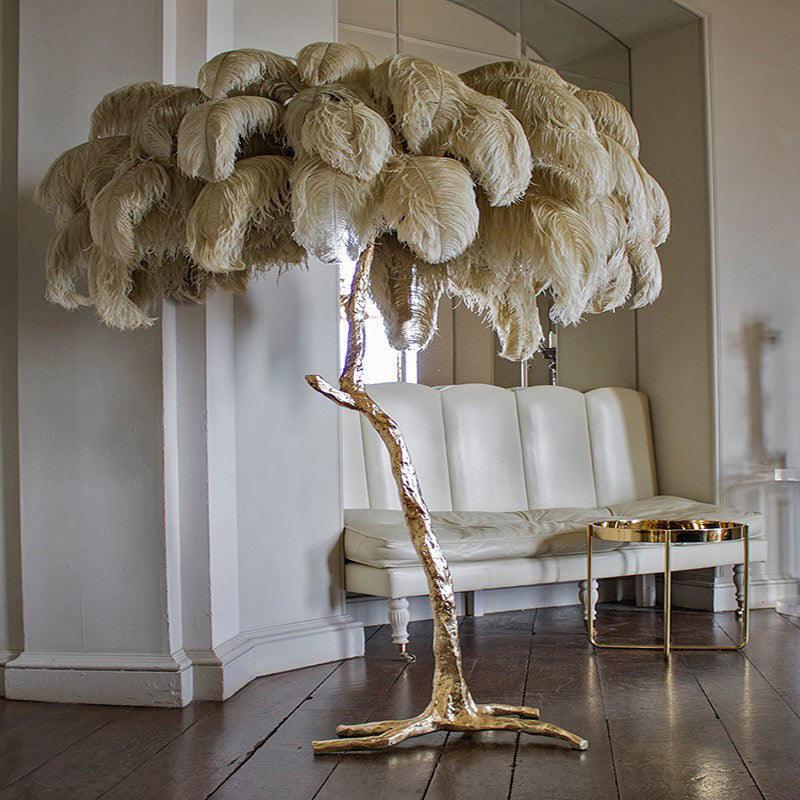 Ostrich Feather Brass Floor Lamp - Image 78