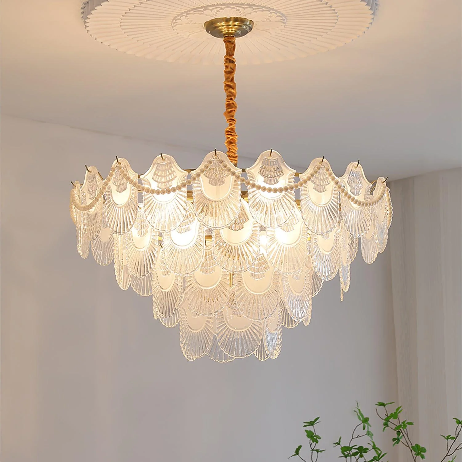 Pearl Glass Shell Chandelier - Image 2