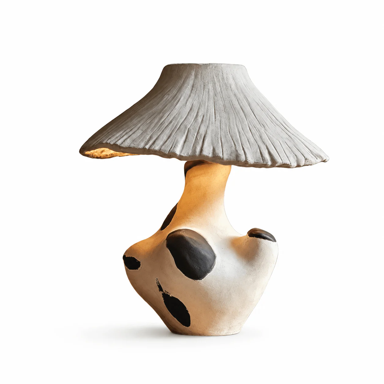 Pebble-Inlay Sculptural Plaster Table Lamp - Image 8