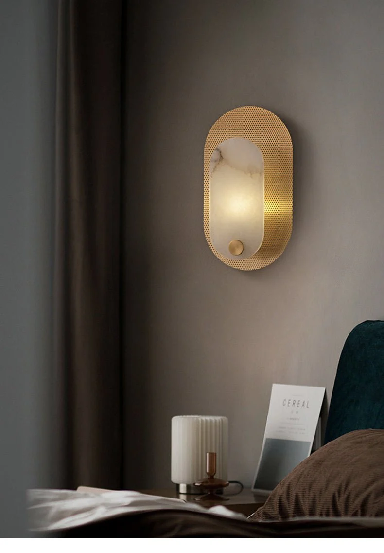 Perforated Oval Alabaster Wall Sconce - Image 12