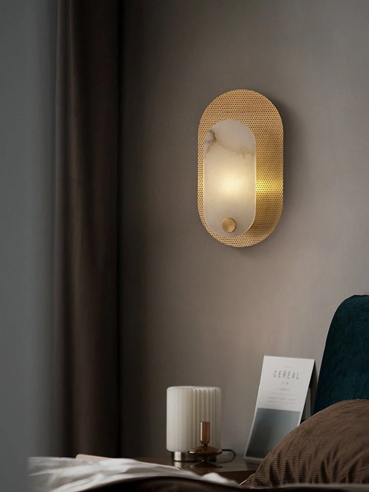 Perforated Oval Alabaster Wall Sconce - Image 5