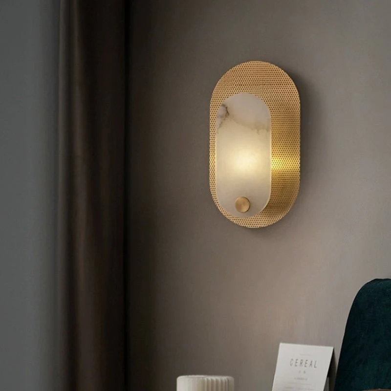 Perforated Oval Alabaster Wall Sconce - Image 8