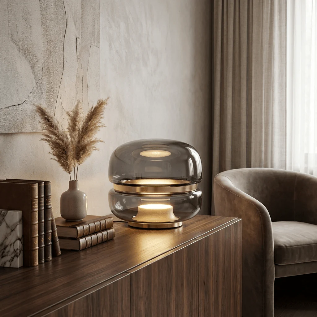 Perla Smoke Glass Table Lamp - Image 2
