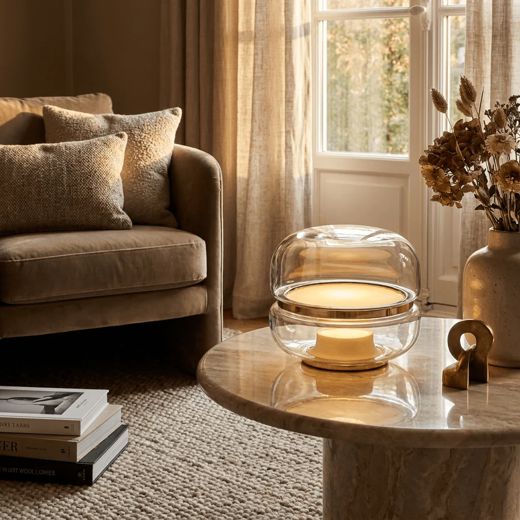 Perla Smoke Glass Table Lamp - Image 3