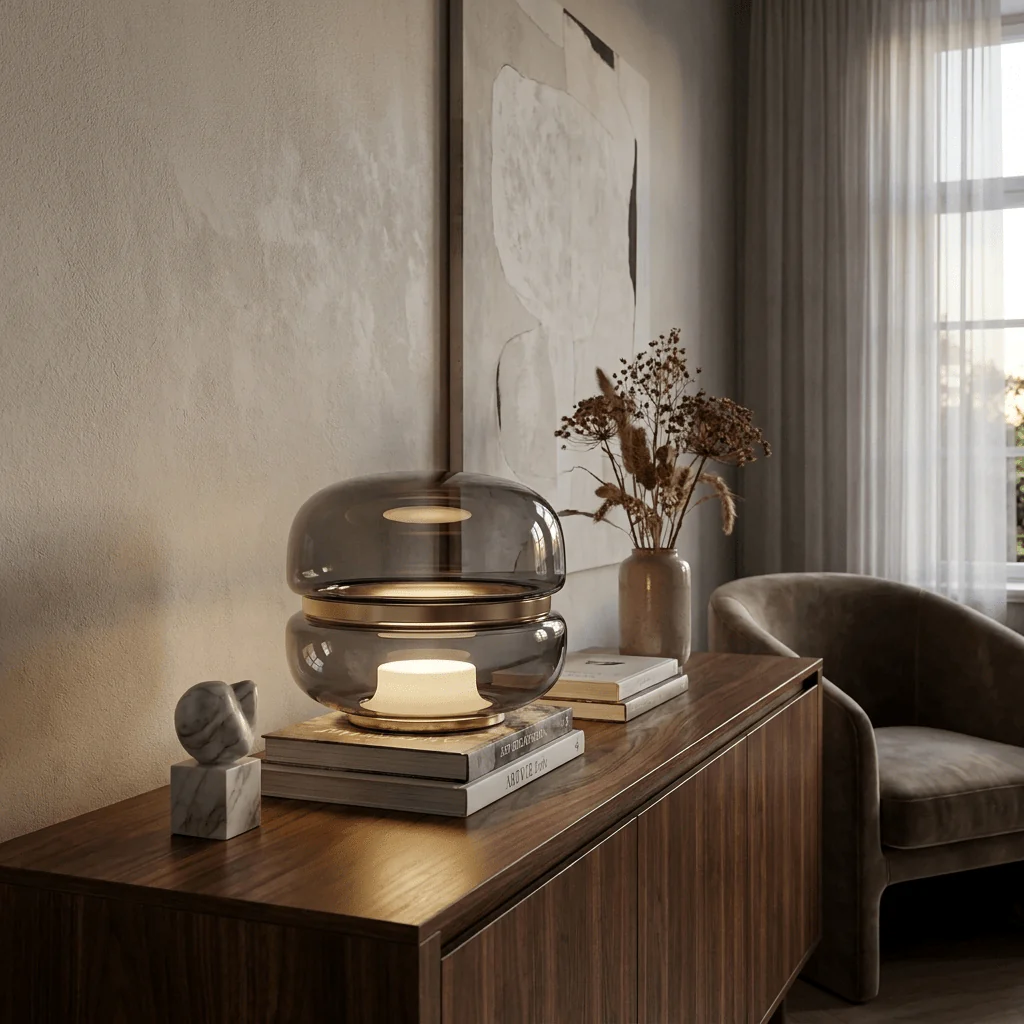 Perla Smoke Glass Table Lamp - Image 5